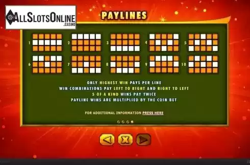 Paylines screen. Wu Fu Wa Wa from Skywind Group