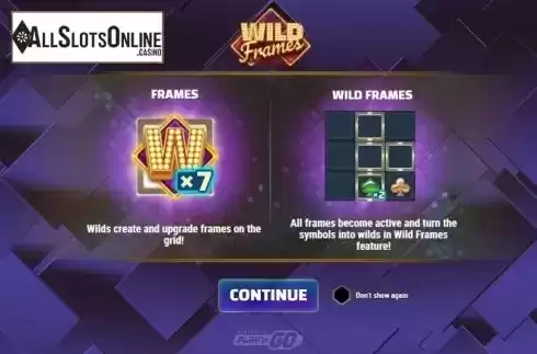 Start Screen. Wild Frames from Play'n Go