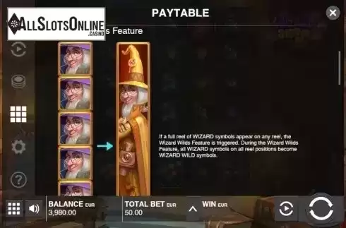 Paytable 2. Wizard Shop from Push Gaming