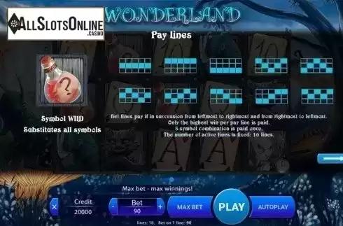 Paytable 2. Wonder Land from X Play