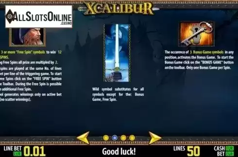 Paytable 2. Xcalibur HD from World Match