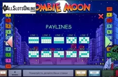 Paytable 2. Zombie Moon from InBet Games