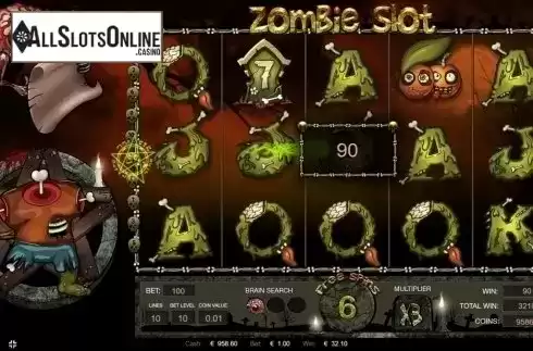 Free Spins screen. Zombie Slot (Thunderspin) from Thunderspin