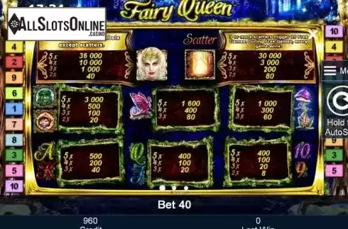 Paytable 1. Fairy Queen from Greentube