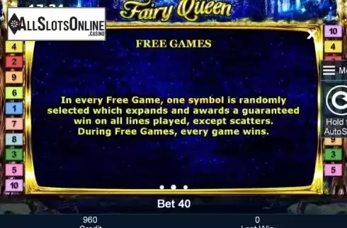 Paytable 2. Fairy Queen from Greentube