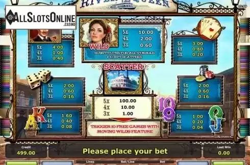 Paytable 1. River Queen from Greentube