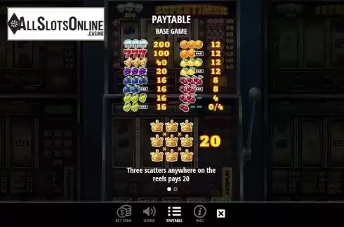 Paytable 1. Supertimer from Leander Games