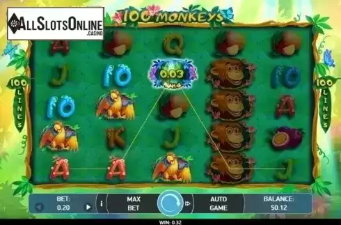 Win Screen. 100 Monkeys from Bet2Tech