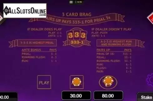 Game Screen. 3 Card Brag (CORE Gaming) from CORE Gaming