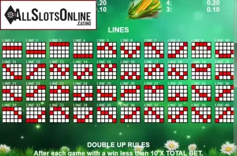 Paytable 2. 40 Roosters from Casino Technology