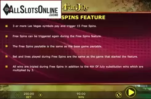Free-spin features. 4th Of July from 888 Gaming