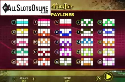Paylines. 4th Of July from 888 Gaming