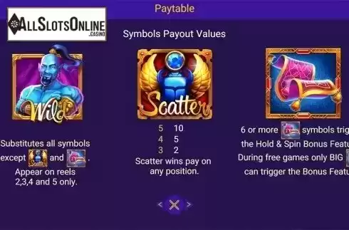 Paytable . Magical Lamp from Spadegaming
