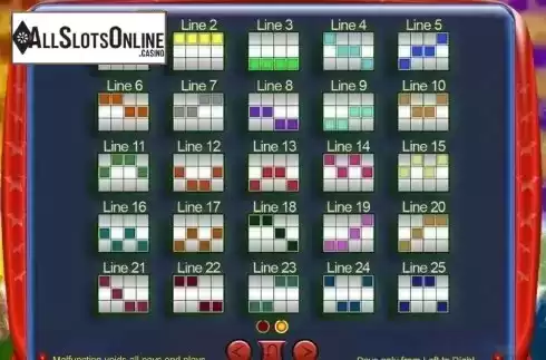 Paytable 2. Mad Cubes 25 from Zeus Play