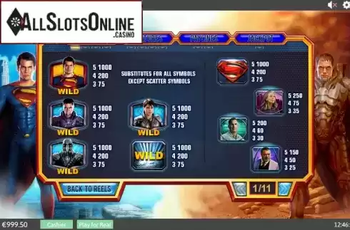 Paytable 1. Man of Steel from Playtech