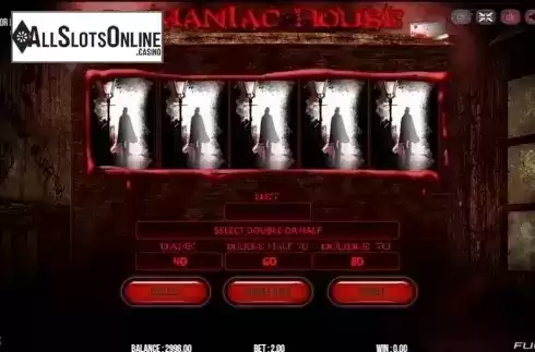 Risk (Double up) game screen. Maniac House from Fugaso