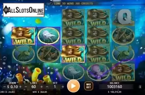 Win screen. Mermaid Seas from KA Gaming