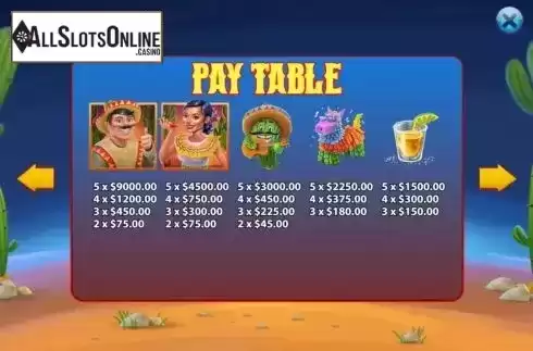 Paytable 1. Mexicaliente from KA Gaming