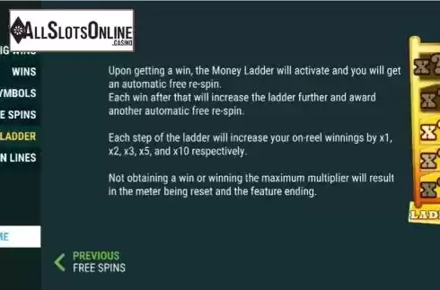 Feature screen. Money Ladder from Slot Factory