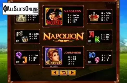 Paytable. Napoleon (GMW) from GMW