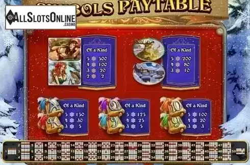 Paytable. Naughty List from RTG