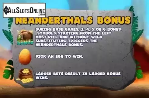 Paytable 3. Neanderthals from KA Gaming