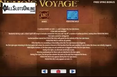 Paytable 5. Nemo's Voyage from WMS
