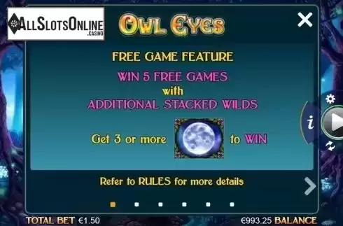Paytable 1. Owl Eyes NEW from NextGen