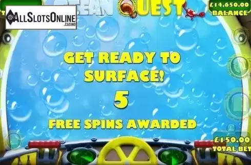 Free spins intro screen. Ocean Quest from Games Warehouse