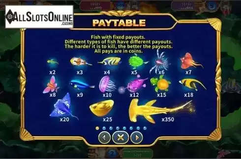 Paytable . Ocean Ruler from Skywind Group