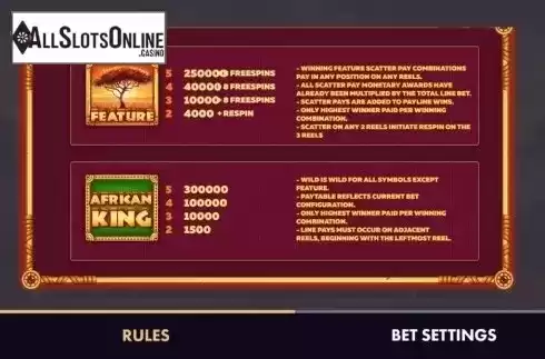 Features 1. African King from NetGame