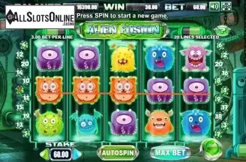 Win Screen. Alien Fusion from Allbet Gaming