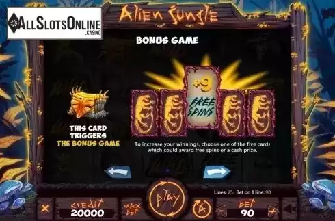 Paytable 2. Alien Jungle from X Card