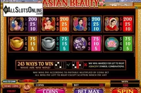 Screen4. Asian Beauty from Microgaming
