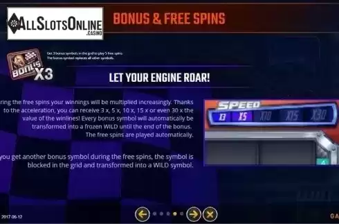 Free Spins. Boost Racers from GAMING1