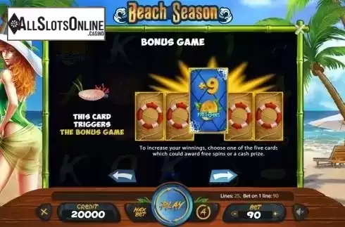 Paytable 2. Beach Season from X Card