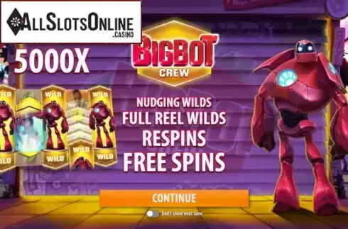 Intro screen. Big Bot Crew from Quickspin