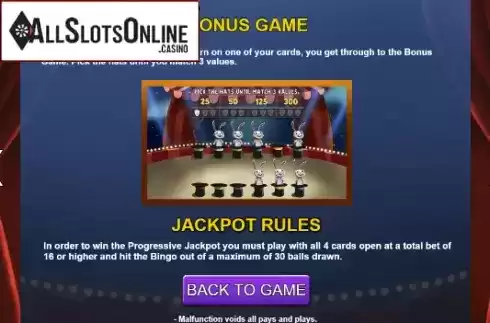 Bonus Screen. Bingo Circus (Caleta Gaming) from Caleta Gaming