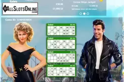 Game screen. Bingo: Grease from Playtech