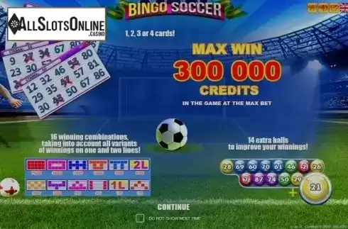 Start Screen. Bingo Soccer from Belatra Games