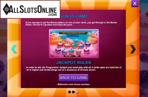 Bonus Screen. Bingolicious from Caleta Gaming