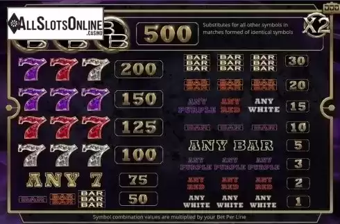 Paytable. Booming Bars from Booming Games
