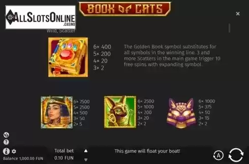 Symbols. Book Of Cats from BGAMING