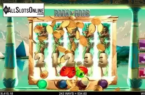 Free spins screen. Book of Gods (Big Time Gaming) from Big Time Gaming