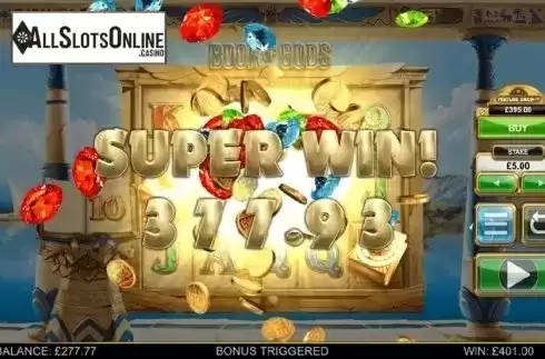 Super win screen. Book of Gods (Big Time Gaming) from Big Time Gaming
