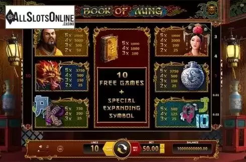 Paytable 1. Book of Ming from BF games