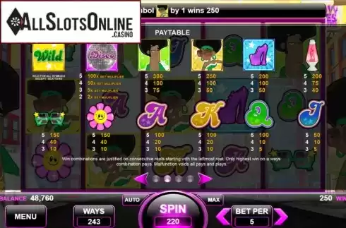 Paytable. Bootylicious from Spin Games