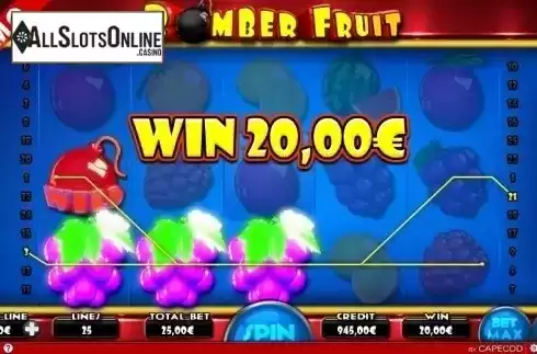Win Screen . Bomber Fruit from Capecod Gaming