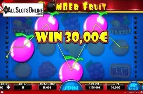 Win Screen 3. Bomber Fruit from Capecod Gaming