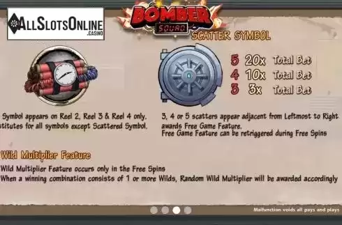 Symbols screen. Bomber Squad from SimplePlay